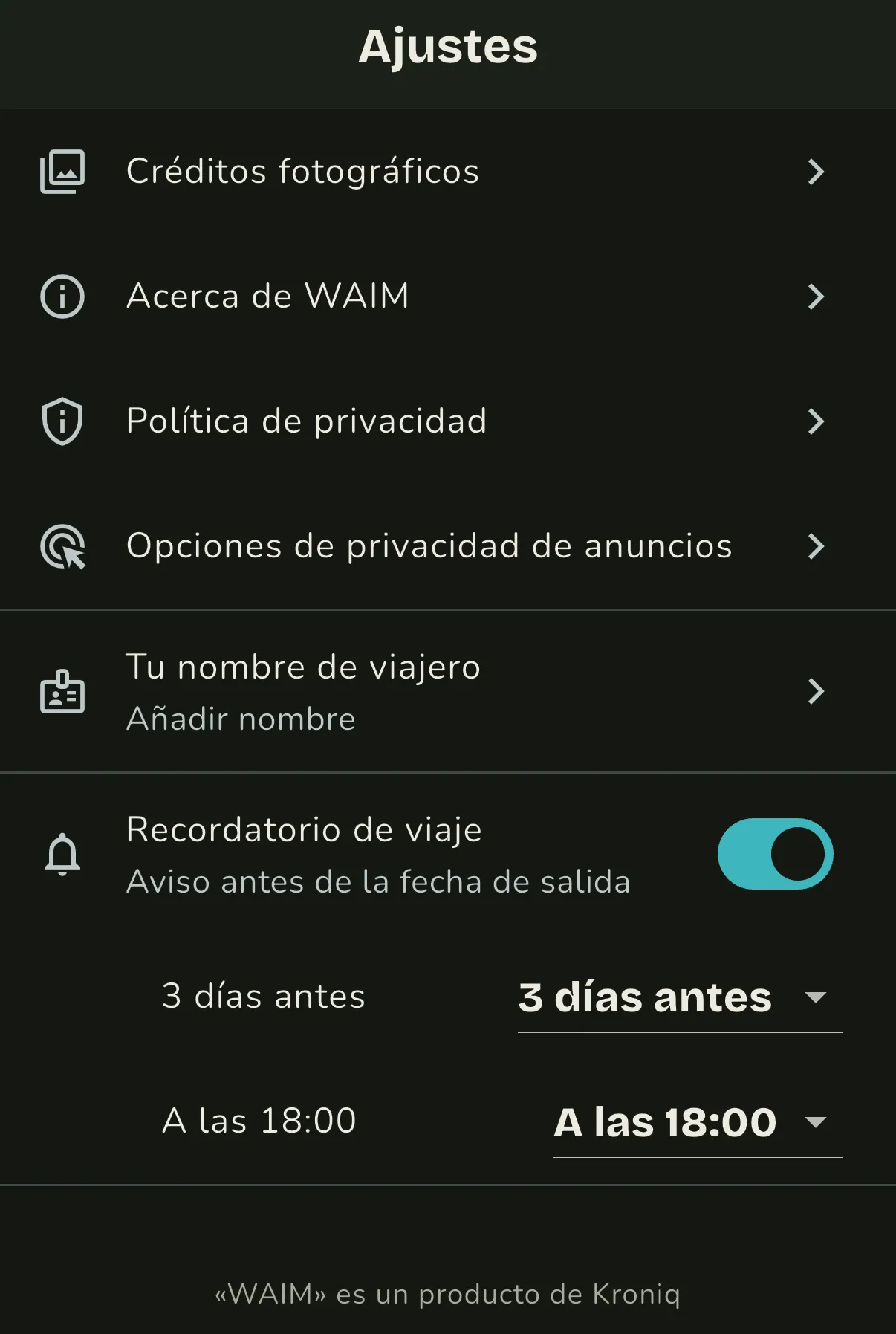 Ajustes de WAIM