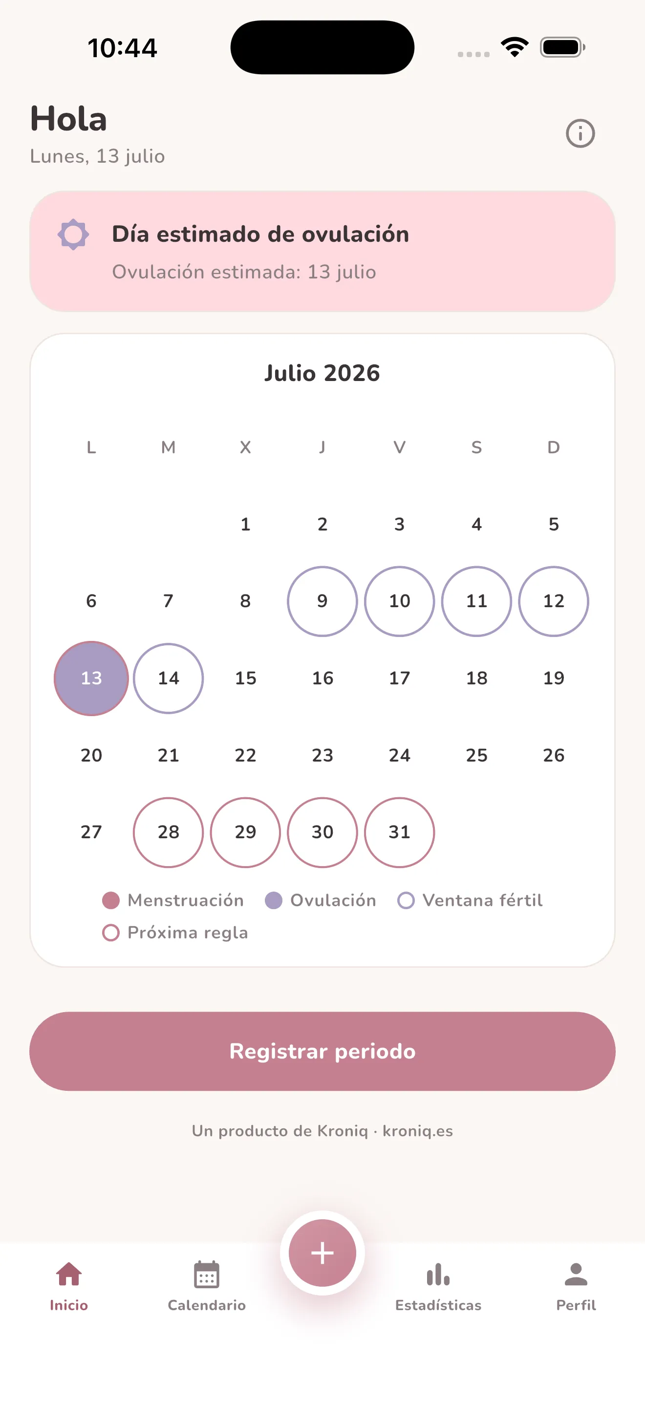 Calendario de fertilidad de MaternityCounter