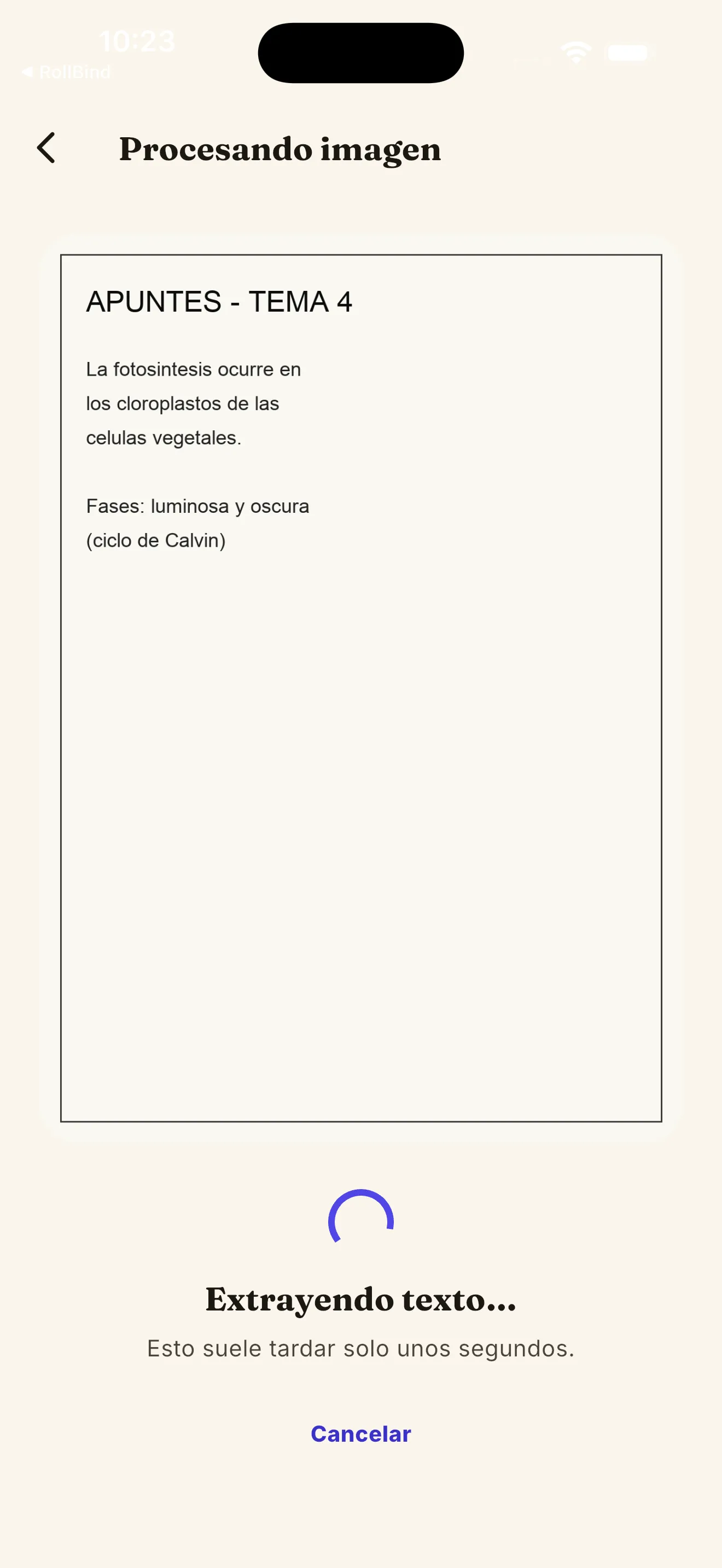 Procesamiento de una imagen para extraer texto en Textium