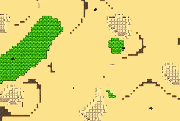 Vista del nivel Banana Bay: playa tropical en pixel art